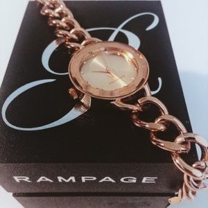 Rampage rose gold watch w crystal accents